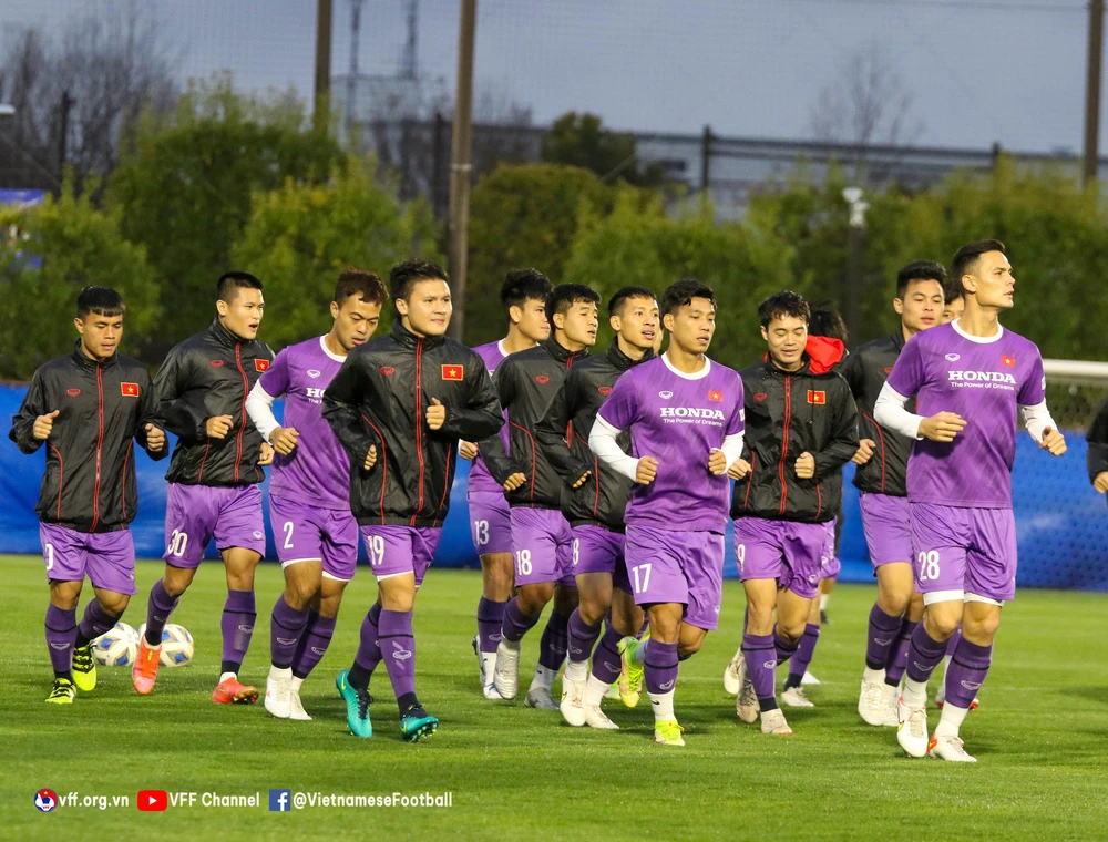 Buổi tập của đội tuyển Việt Nam tại Nhật Bản