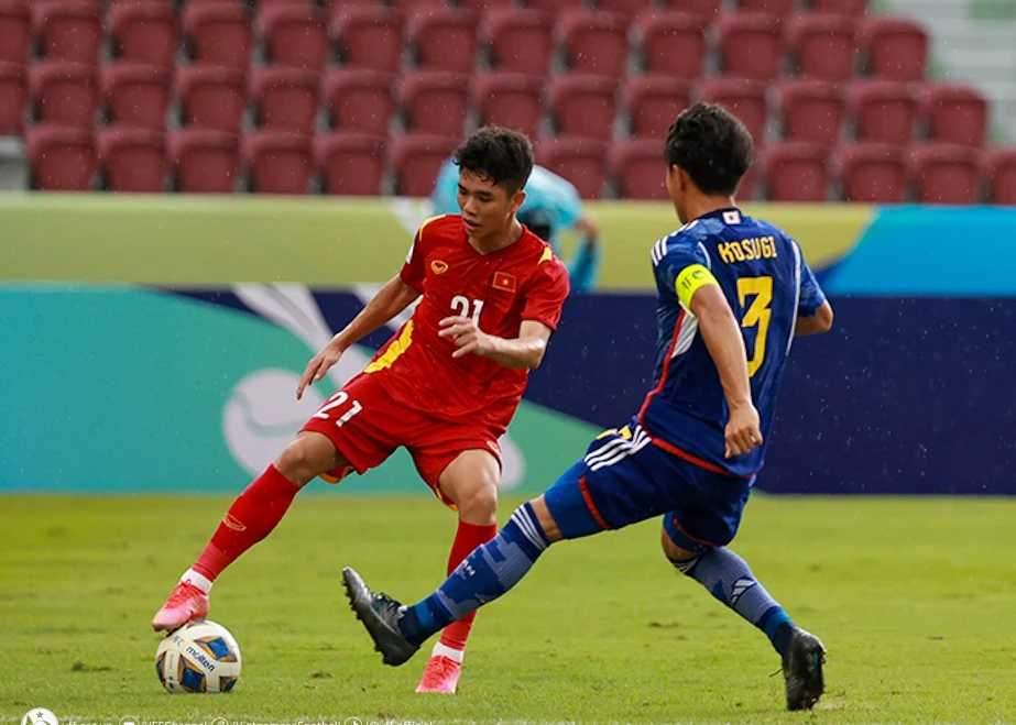 U17 Việt Nam trong cuộc so tài với Nhật Bản ở VCK U17 châu Á 2023 vừa qua