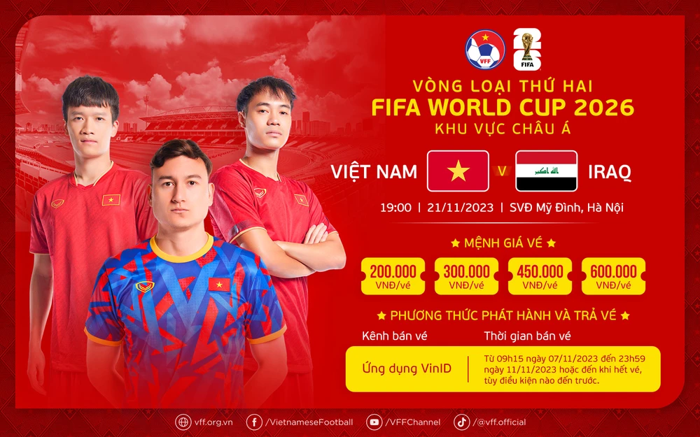 Giá vé vào sân trận Việt Nam - Iraq có mức giá cao nhất là 600.000 đồng
