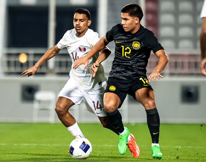 U23 Malaysia trong trận thua Qatar 0-1 vào tối 8-4