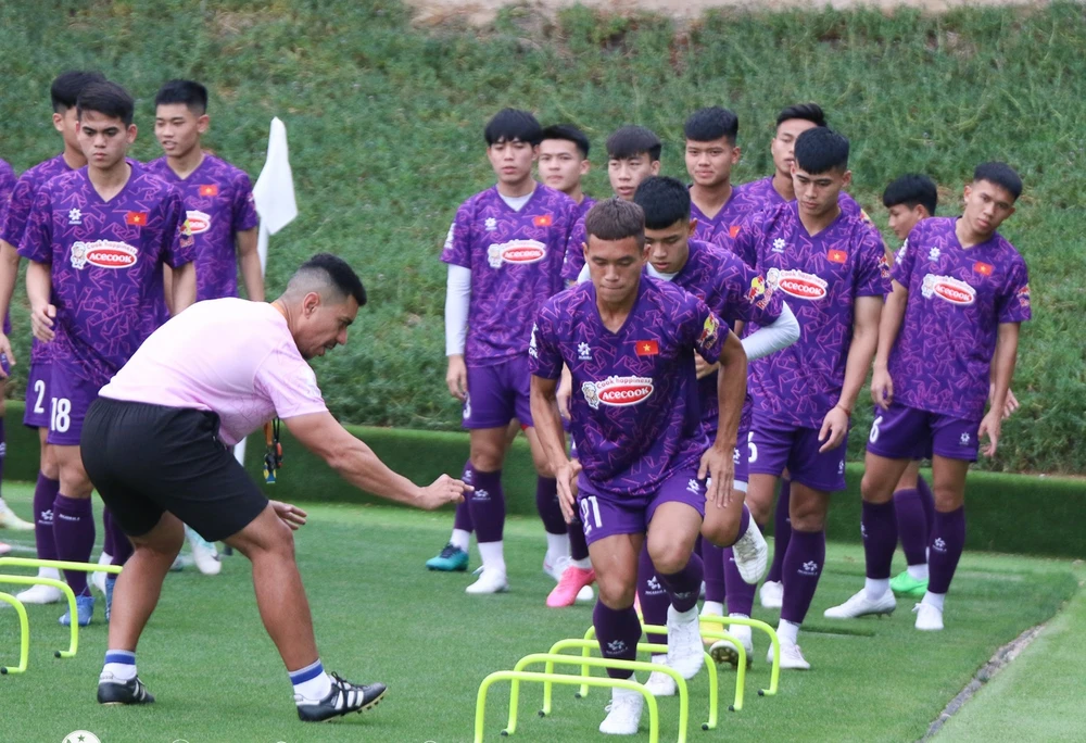 U23 Việt Nam sẵn sàng cho trận tập huấn cùng U23 Jordan. Ảnh. ĐOÀN NHẬT