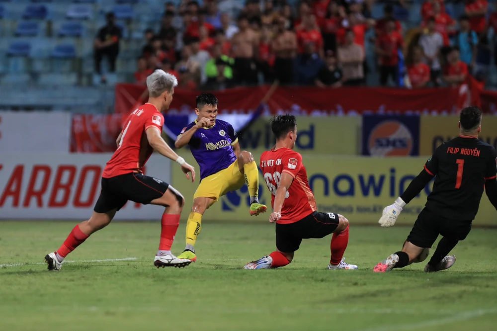Giành 3 điểm trước CAHN giúp Hà Nội FC tiếp tục tranh chấp trong top 3. Ảnh: MINH HOÀNG