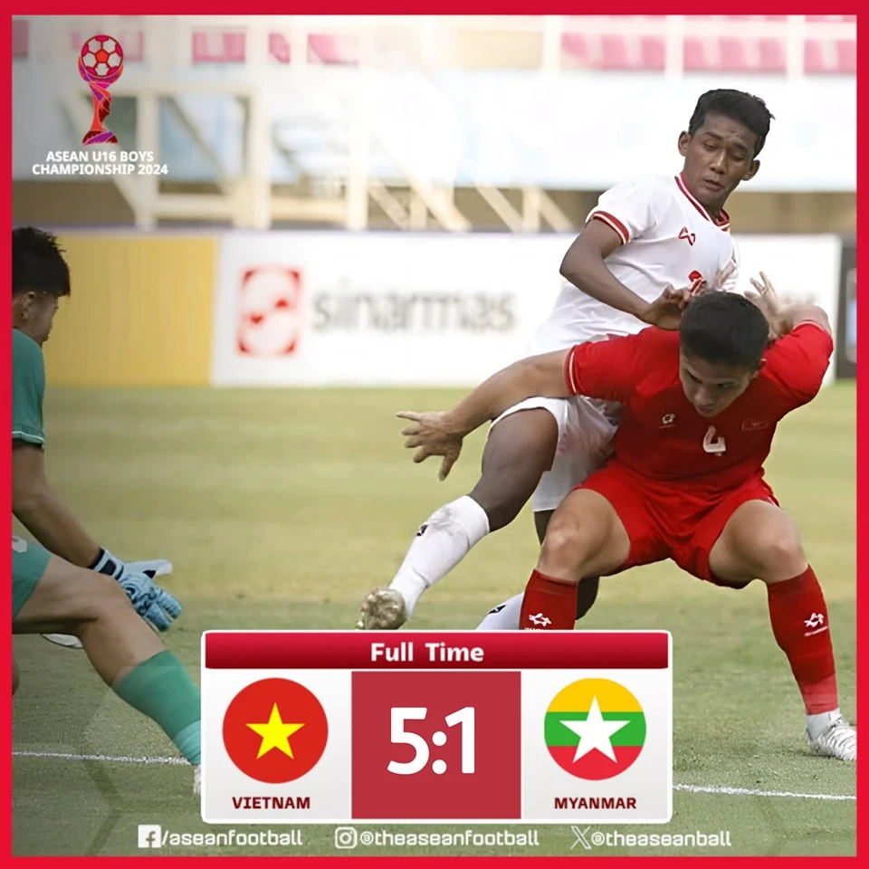 U16 Việt Nam giành chiến thắng cách biệt trước Myanmar để vào bán kết