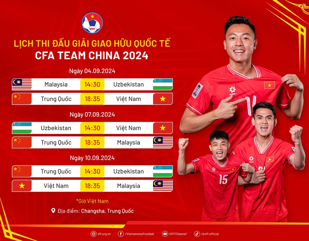 Lịch thi đấu của đội tuyển U22 Việt Nam tại CFA Team China 2024