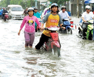 Triều cường gây ngập TPHCM: Phòng tuyến chưa xây, bờ bao rệu rã