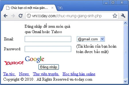 Cảnh giác với email lừa đảo có tiêu đề “Quà tặng giáng sinh”