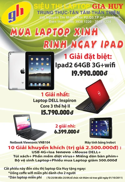 Cơ hội mua laptop giá ưu đãi tại Siêu thị Laptop Gia Huy