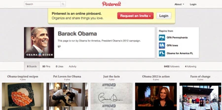 Tổng thống Mỹ gia nhập mạng xã hội Pinterest