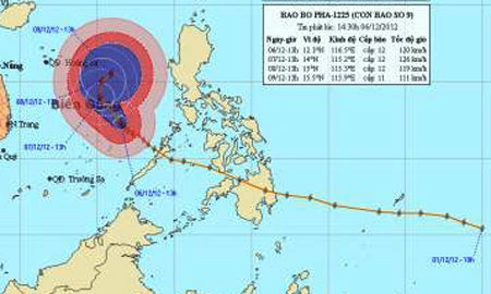 Bão số 9 cách Trường Sa 250 km