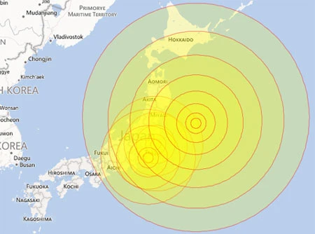 Động đất 7,4 độ Richter ở Đông Bắc Nhật Bản
