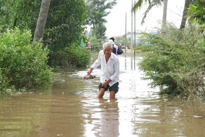 Vỡ đê bao ở quận 12,TPHCM - nhiều nhà dân và tài sản bị ngập sâu trong nước