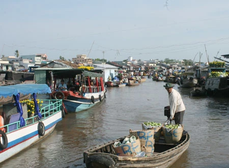 Chợ nổi vào xuân