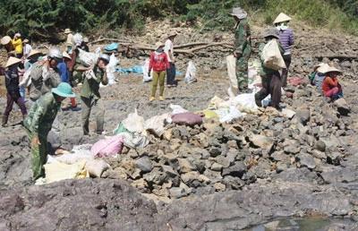 Đắk Nông: Dân ngăn sông chống hạn