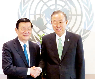 Chủ tịch nước Trương Tấn Sang gặp Tổng Thư ký Liên hiệp quốc