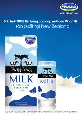 Vinamilk ra mắt thị trường sản phẩm sữa tươi tiệt trùng Twin Cows sản xuất từ New Zealand