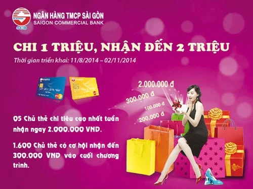 Tưng bừng khuyến mãi cùng scb Mastercard - “Chi 1 triệu, nhận đến 2 triệu”