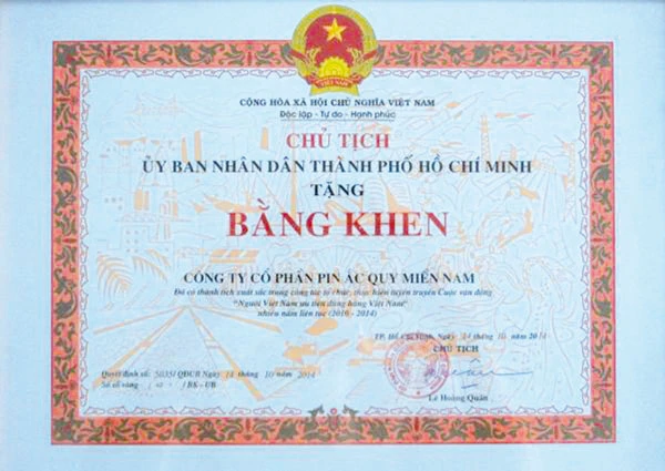 PINACO vinh dự nhận bằng khen của Chủ tịch UBND TPHCM trong cuộc vận động “Người Việt Nam ưu tiên dùng hàng Việt Nam”