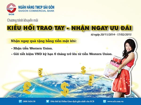 “Kiều hối trao tay - nhận ngay ưu đãi” tại SCB