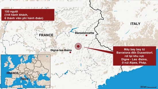 Tai nạn máy bay thảm khốc tại Pháp, 150 người thiệt mạng