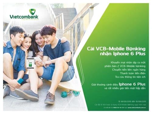 Vietcombank triển khai chương trình ưu đãi “Cài VCB - Mobile b@nking, nhận iPhone 6 Plus” nhân dịp ra mắt phiên bản 2 VCB-Mobile Banking