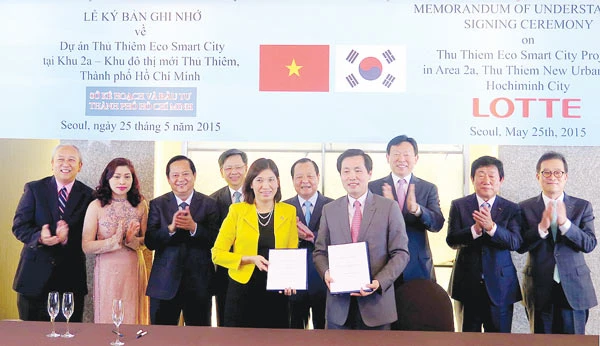 Tập đoàn Lotte ký MOU đầu tư dự án gần 2 tỷ USD vào Khu đô thị mới Thủ Thiêm - TPHCM