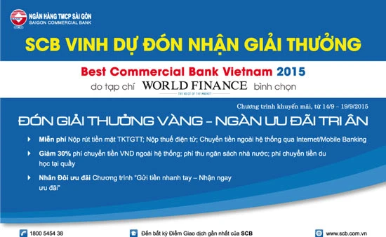 SCB đón Giải thưởng vàng - khách hàng nhận ngàn ưu đãi tri ân