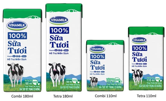 Vinamilk sữa tươi ngon trong bao bì chuẩn quốc tế