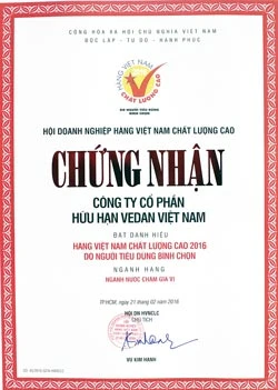 Sản phẩm bột ngọt, hạt nêm của Vedan đạt nhãn hiệu Chứng nhận hàng Việt Nam chất lượng cao năm 2016