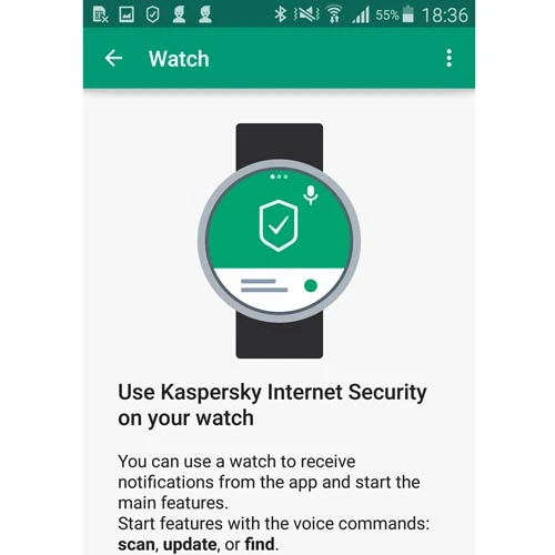 Kaspersky Internet Security qua thiết bị Android Wear