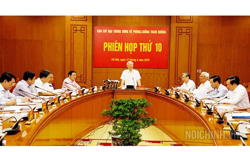 Tổng Bí thư Nguyễn Phú Trọng chủ trì phiên họp thứ 10 Ban Chỉ đạo Trung ương về phòng, chống tham nhũng