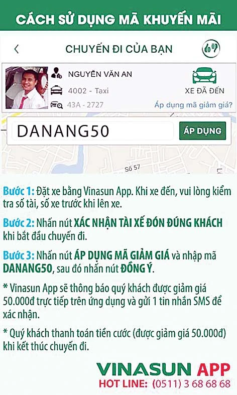 Vi vu Đà Nẵng và Khánh Hòa cùng Vinasun App