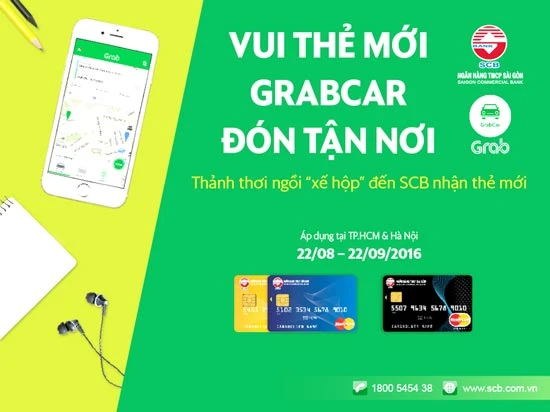 Vui thẻ mới - Grabcar đón tận nơi cùng SCB: Thảnh thơi nhận thẻ mới kệ trời nắng hay mưa!