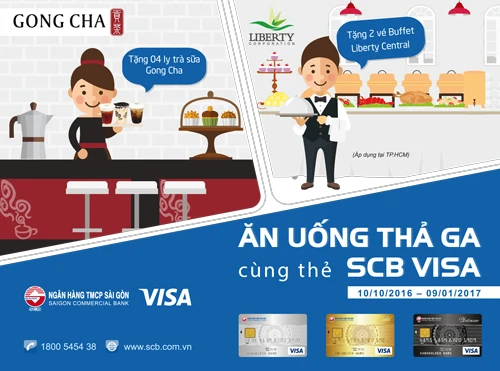 Ăn uống thả ga - nhận quà tiện ích cùng thẻ SCB visa