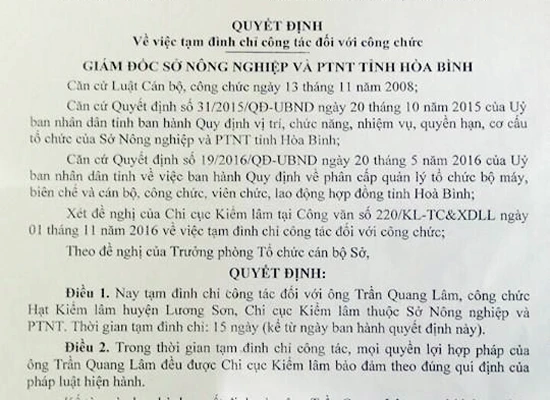 Tạm đình chỉ công tác cán bộ kiểm lâm đánh nhân viên thu phí