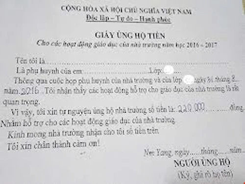 Gia Lai: Kiểm điểm hiệu trưởng tự ý làm giấy ủng hộ tiền