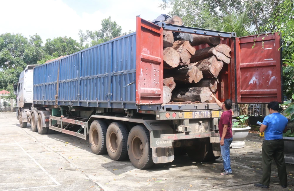 Bắt xe container chở hơn 17m³ gỗ căm xe
