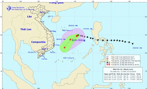 Bão số 10 sắp suy yếu thành áp thấp nhiệt đới