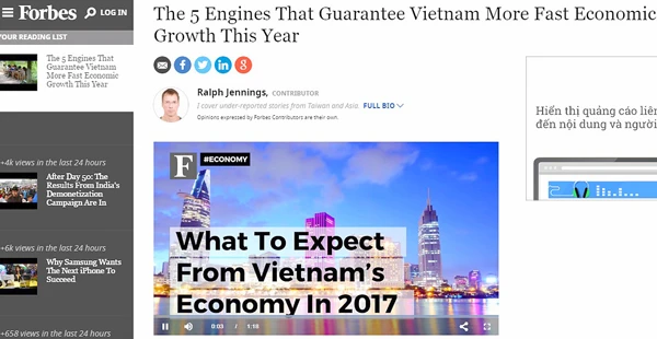 5 yếu tố tạo lực đẩy cho kinh tế Việt Nam năm 2017