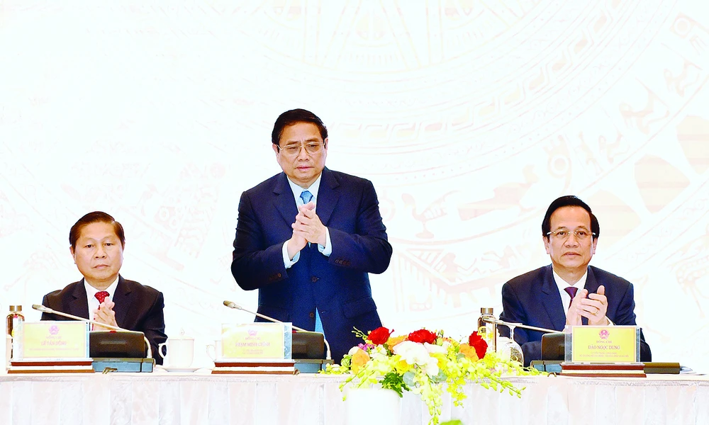 Thủ tướng Phạm Minh Chính dự và phát biểu tại hội nghị. Ảnh: VIẾT CHUNG