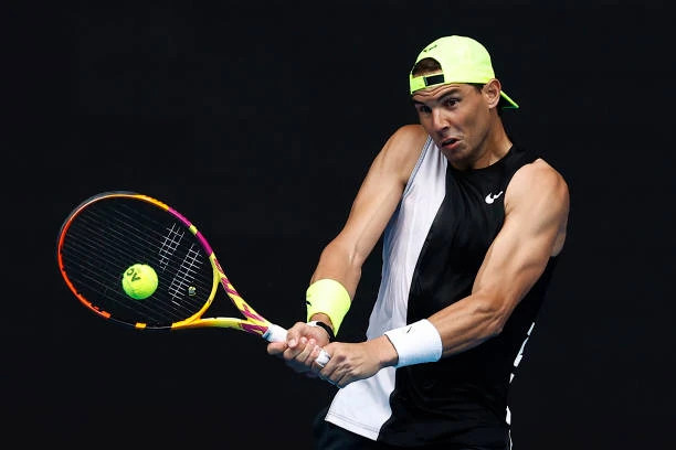 Tay vợt Rafael Nadal tập luyện chuẩn bị cho giải