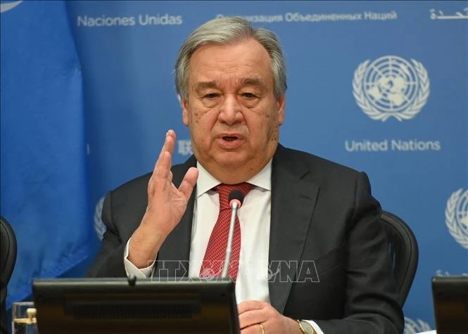 Tổng Thư ký Liên Hiệp quốc Antonio Guterres trong một sự kiện. Ản: AFP/TTXVN