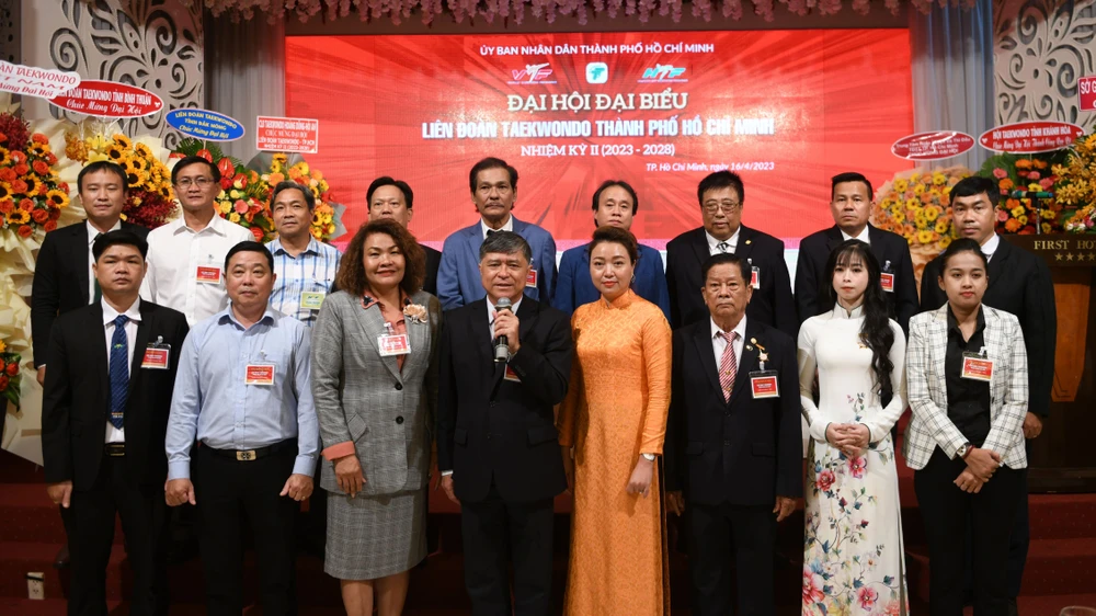 Chủ tịch HTF Nguyễn Văn Hiếu phát biểu ra mắt Ban chấp hành Liên đoàn taekwondo TPHCM nhiệm kỳ II (2023-2028)