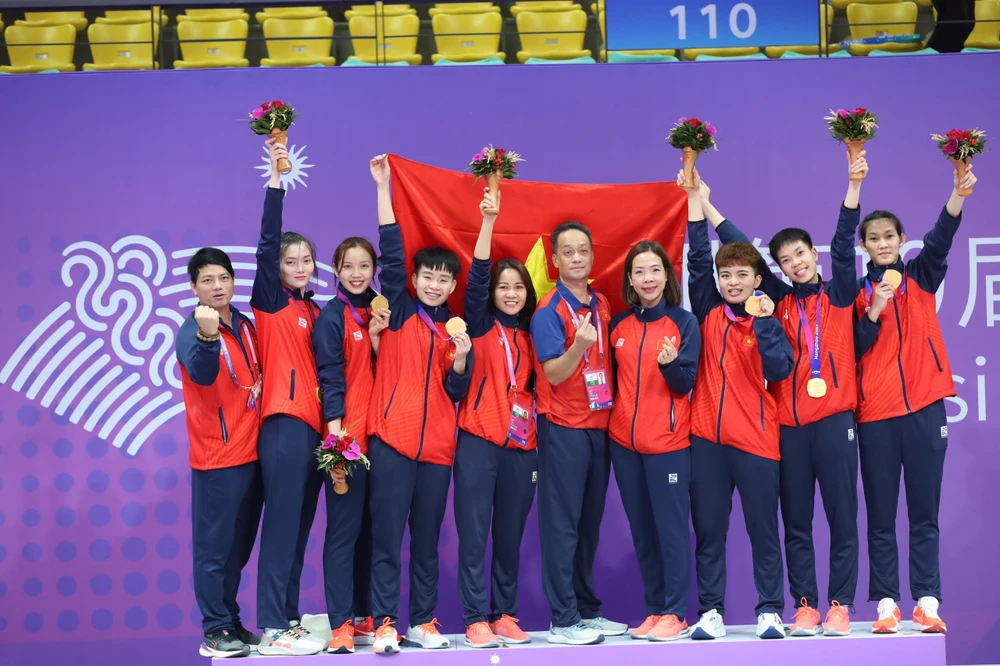 Đội tuyển cầu mây Việt Nam có đủ vàng-bạc-đồng tại Asiad 19. Ảnh: TAM NINH