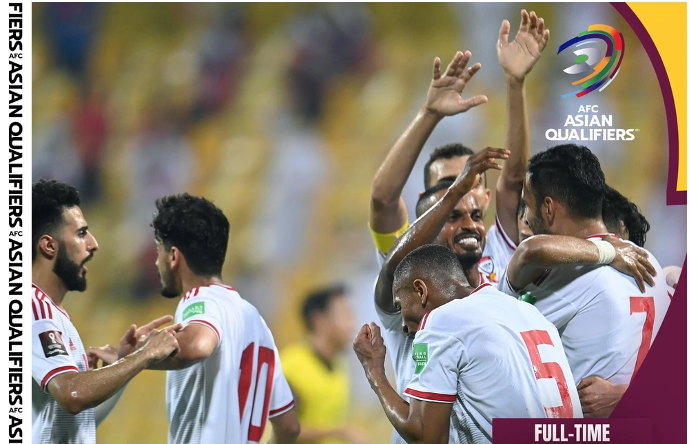 UAE đánh bại Thái Lan 3-1 để tiếp tục bám đuổi Việt Nam. Ảnh: AFC