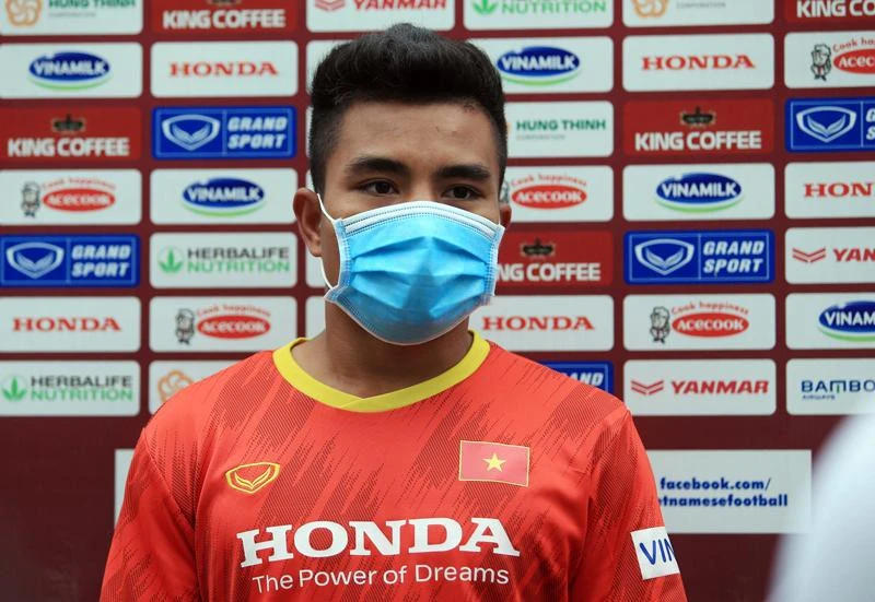 Tiền đạo Hồ Thanh Minh là người hùng của U22 Việt Nam ở trận đấu với Myanmar. Ảnh: NHẬT ĐOÀN