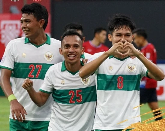 Niềm vui chiến thắng của Indonesia. Ảnh: PSSI