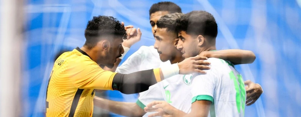 Niềm vui chiến thắng của các cầu thủ futsal Saudi Arabia