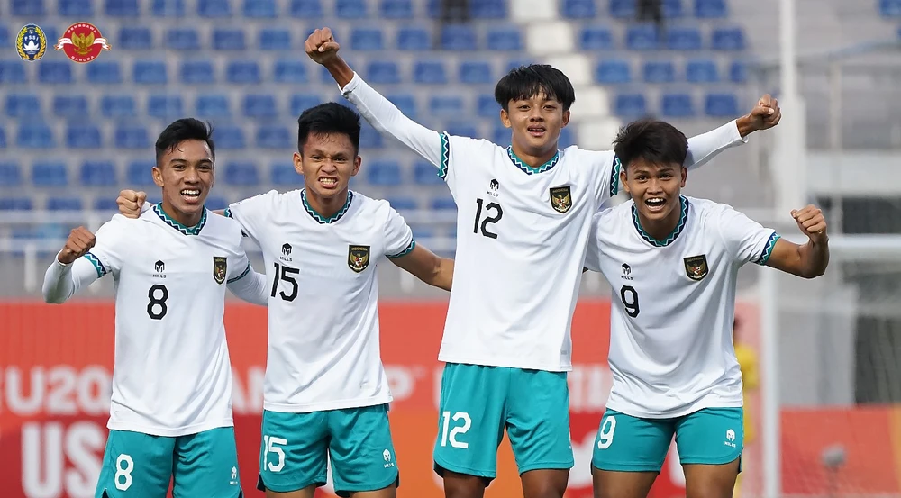 Niềm vui chiến thắng của U20 Indonesia. ẢNH: PSSI 