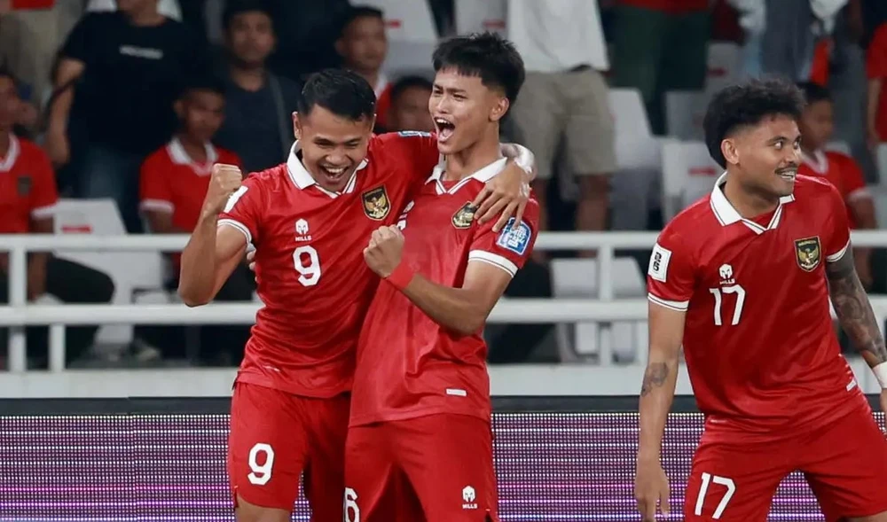 Niềm vui của các cầu thủ Indonesia khi giành chiến thắng đậm trước Brunei. 