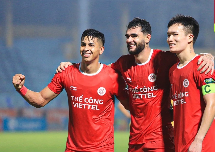 Niềm vui của các cầu thủ Viettel FC. ẢNH: MINH HOÀNG 